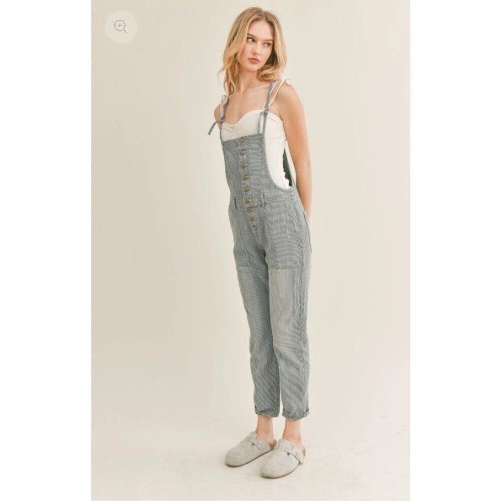 NWT Sage the Label x Anthropologie Denim Overalls Mood Ring Striped Womens Small